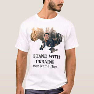 T-shirt Carte photo personnalisée Ukraine-Je suis avec l'U