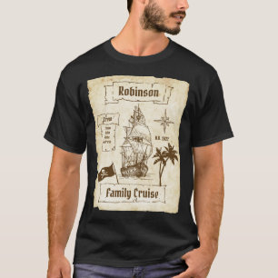 T-shirt Carte Pirate de croisière familiale Correspondance