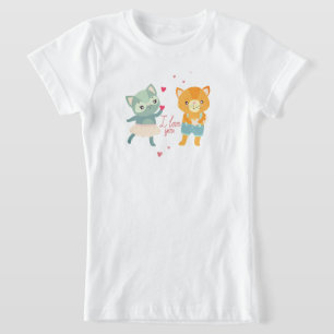 T-Shirt Carte postale Je t'aime avec des chats Chat roma