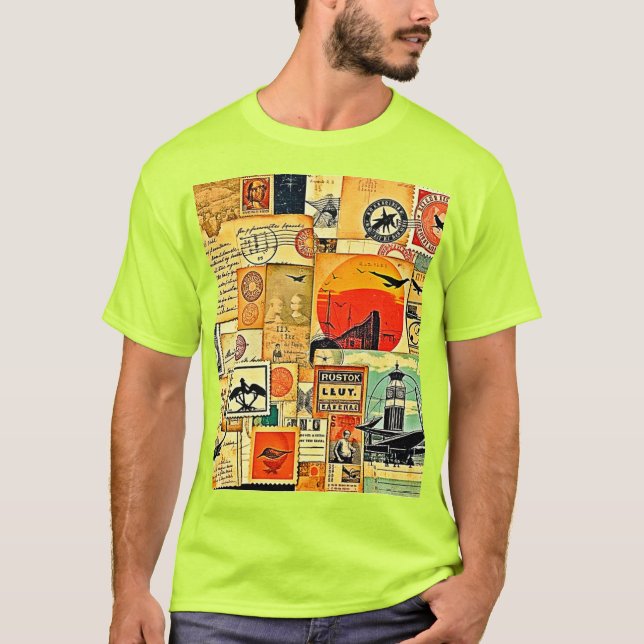 T-shirt Carte postale Vintage voyage (Devant)