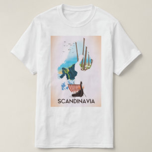 T-shirt Carte Scandinavie Carte de voyage Viking poster