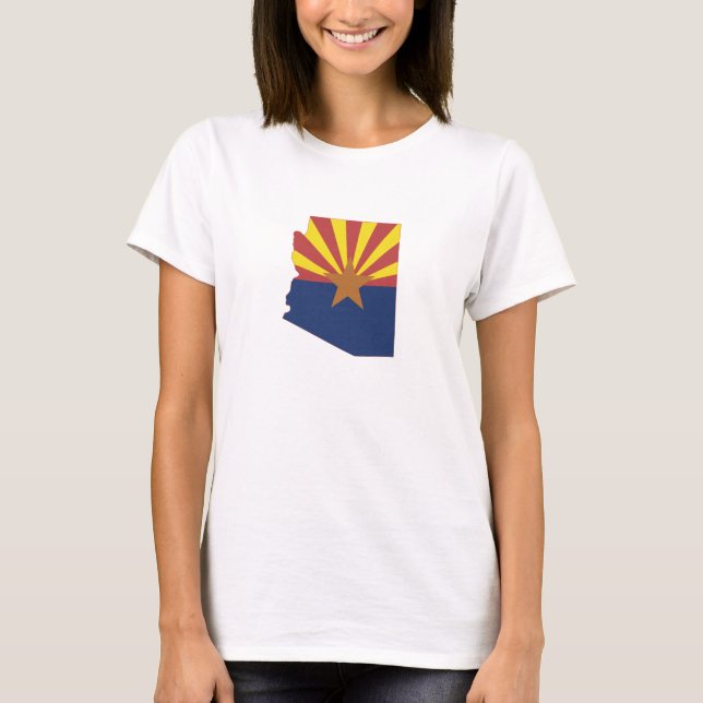 T-shirt Carte Silhouette Arizona Drapeau d'État en forme (Devant)