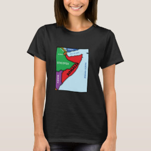 T-shirt Carte simplifiée colorée de la Somalie, nombre voi