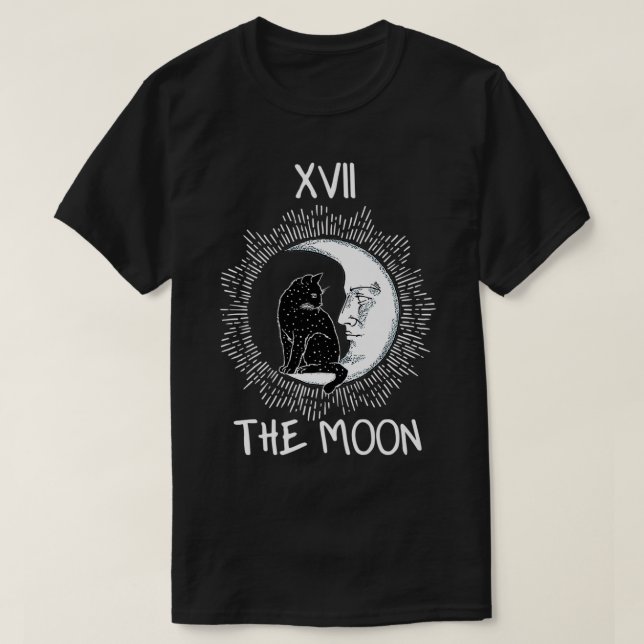 T-shirt Carte Tarot Crescent Moon Et Chat Jersey Graphique (Design devant)
