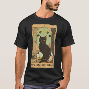 T-shirt Carte Tarot de haute prêtresse Chat Noir Mystique