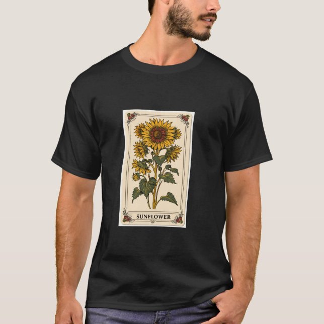 T-shirt Carte Tarot Fleur Tournesol Mystique occulte Vinta (Devant)