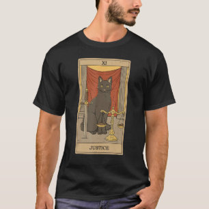 T-shirt Carte Tarot Justice Chat noir Graphisme Chat
