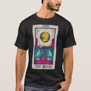 T-shirt Carte Tarot La Lune Xviii Occulte Lune Loup Vintag