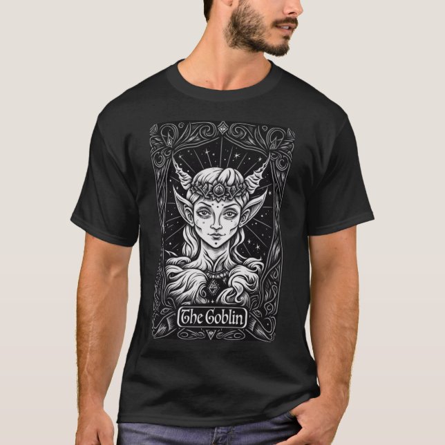 T-shirt Carte Tarot Le Goblin Occult Goblin Sorcière Reine (Devant)