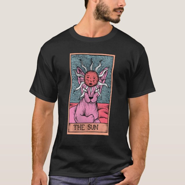 T-shirt Carte Tarot Le Soleil Et Sphynx Cat Occulte Graphi (Devant)
