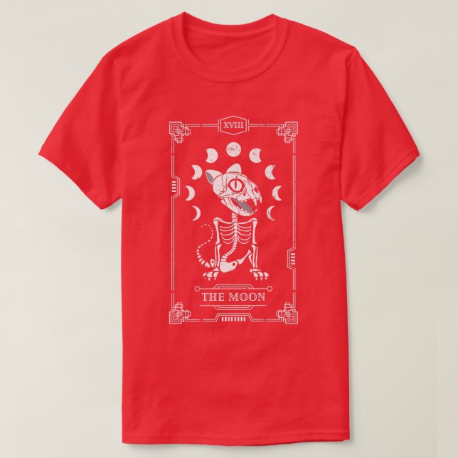 T-shirt Carte Tarot Lune Chat Squelette Feline Gothique Ha (Design devant)