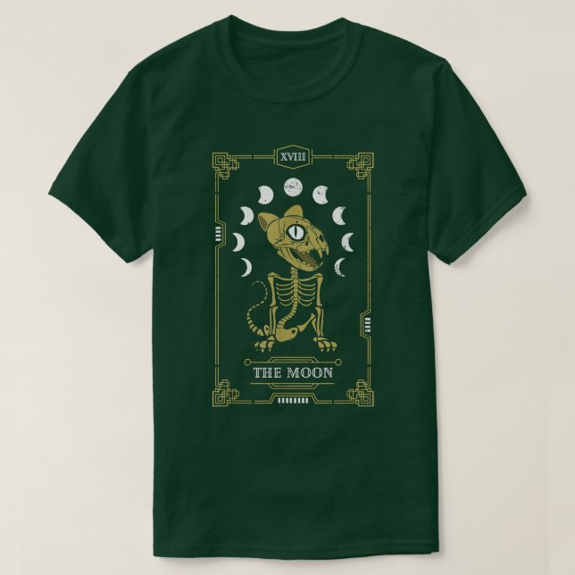 T-shirt Carte Tarot Lune Chat Squelette Feline Gothique Ha (Design devant)