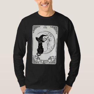 T-shirt Carte Tarot Lune Éffrayante sorcière Chat Noir Cre