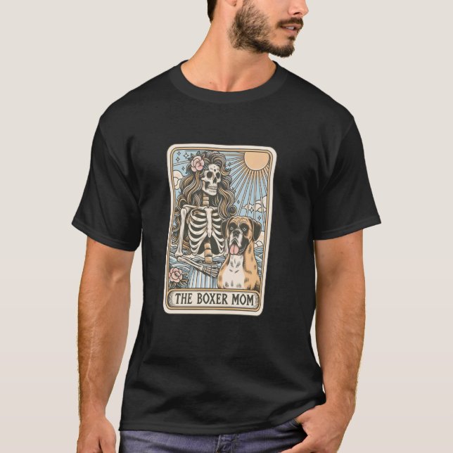 T-shirt Carte Tarot Maman Boxer, Boxe Squelette Halloween (Devant)