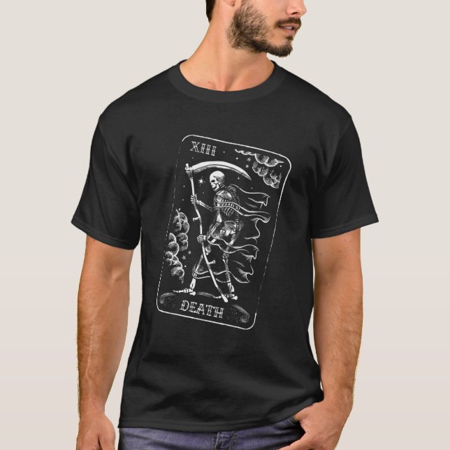 T-shirt Carte Tarot Mort W Reaper Squelette Reading Profou (Devant)