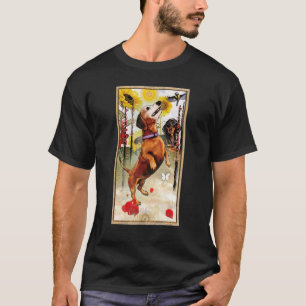 T-shirt Carte Tarot Quatre de Baguettes et Chien Graphisme