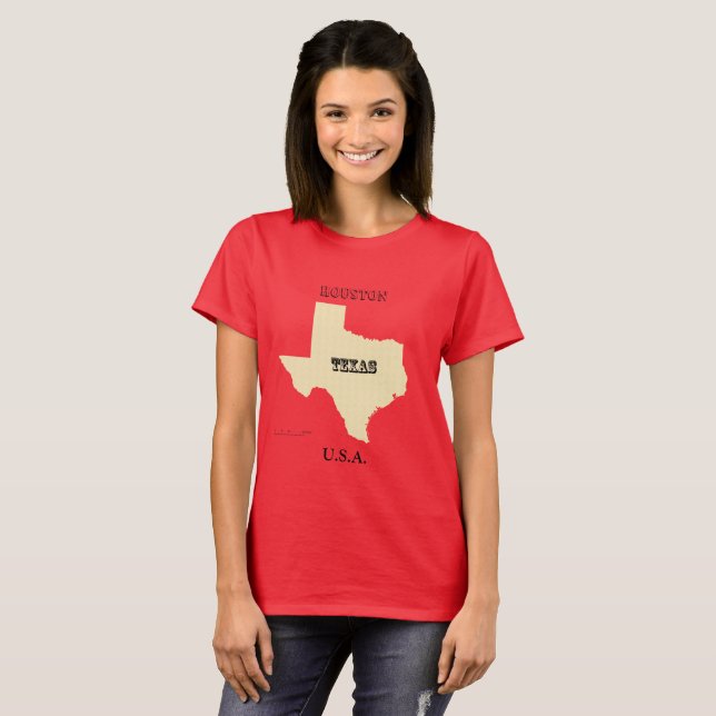 T-shirt - Carte Texas avec la ville (Devant entier)