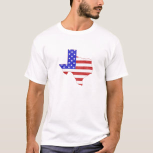 T-shirt Carte Texas Formé Drapeau Américain Patriotique 