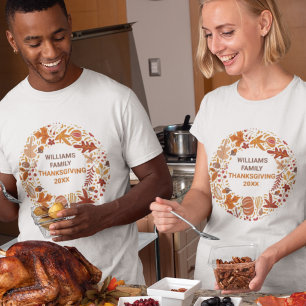T-shirt Carte Thanksgiving Famille Réunion Automne Wreath