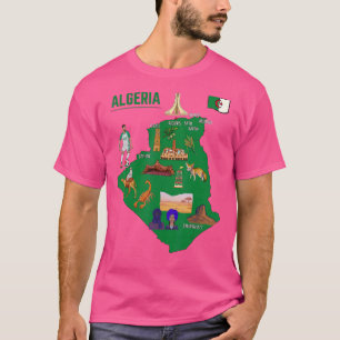 T-shirt Carte Touristique D'Algérie Principales Villes Dra