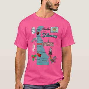 T-shirt Carte Touristique De L'État Delaware Grandes Ville