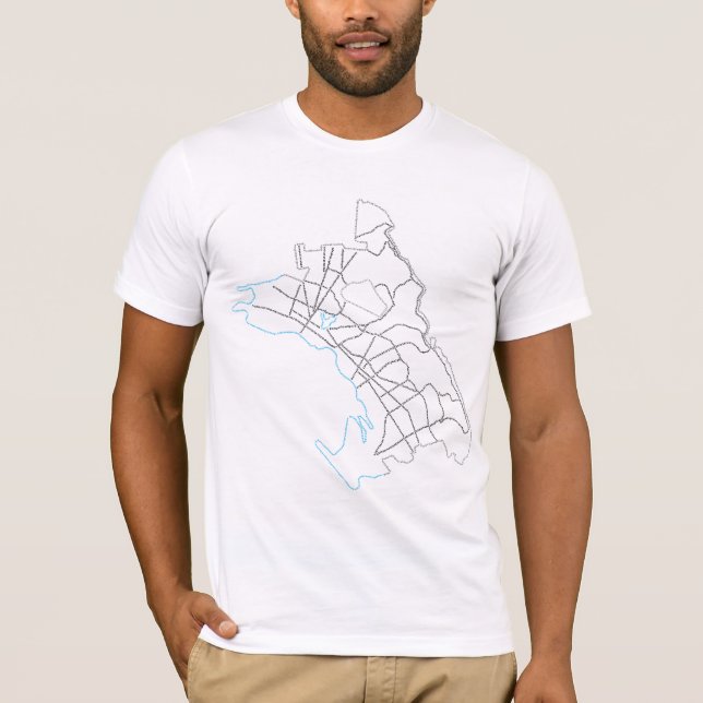 T-shirt carte typographique de ville d'Oakland (Devant)