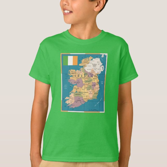 T-shirt Carte vintage de l'Irlande (Devant)