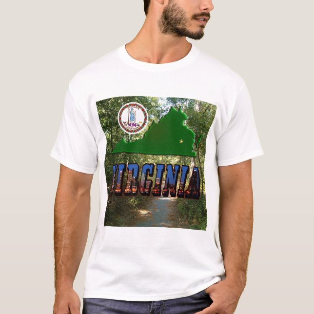 T-shirt Carte Virginie, Sceau d'État, Texte de l'image (Devant)
