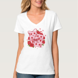 T-shirt Cartes à jouer vintage Cœurs Saint-Valentin Coquet