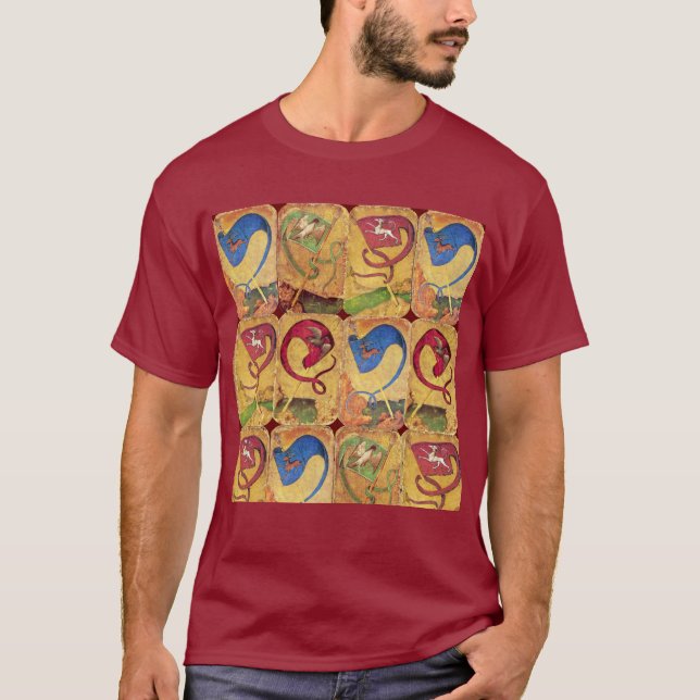 T-shirt Cartes de cour allemandes drapeaux /Chiens, Cerfs, (Devant)