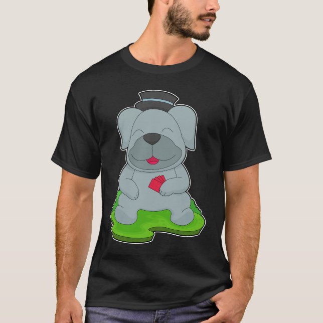 T-shirt Cartes de Poker de chien (Devant)