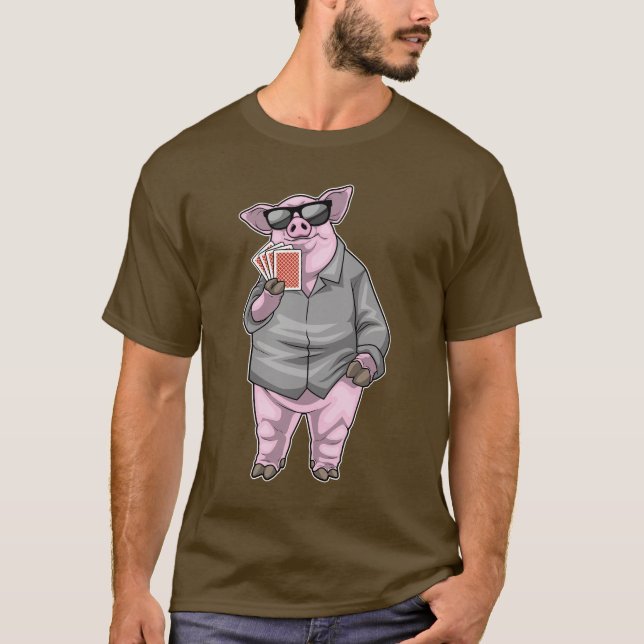T-shirt Cartes de Poker Pig (Devant)