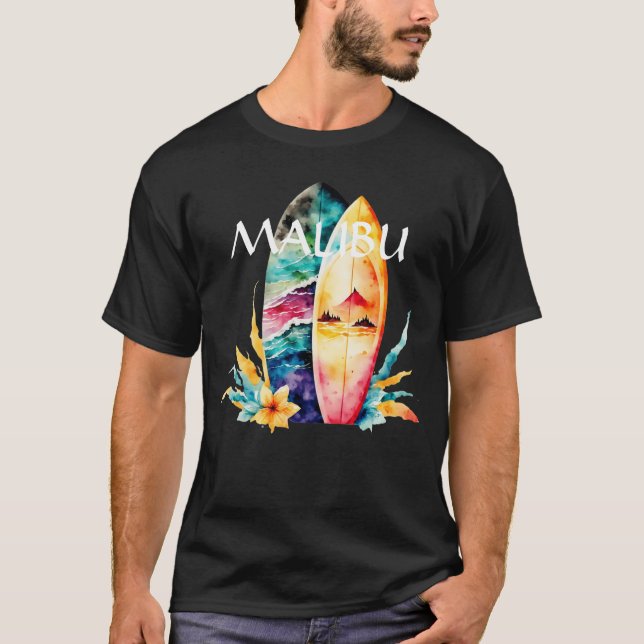 T-shirt Cartes de Surf Malibu (Devant)