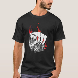 T-shirt Cartes du lecteur crâne Jouer joueur Aces Holdem T