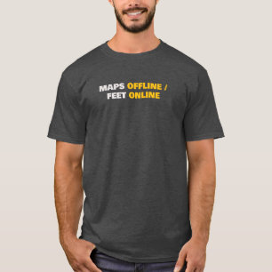 T-shirt Cartes hors ligne Pieds en ligne Texte minimal