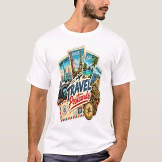T-shirt Cartes Postales de Voyage Vintage – Monde Rétro