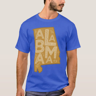 T-shirt Cartographie de l'Alabama Typographie Marron