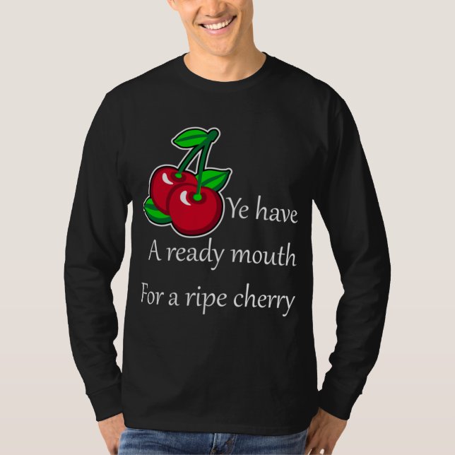 T-shirt Cartographie Green Red Cherries Fruit Vector Art (Devant)