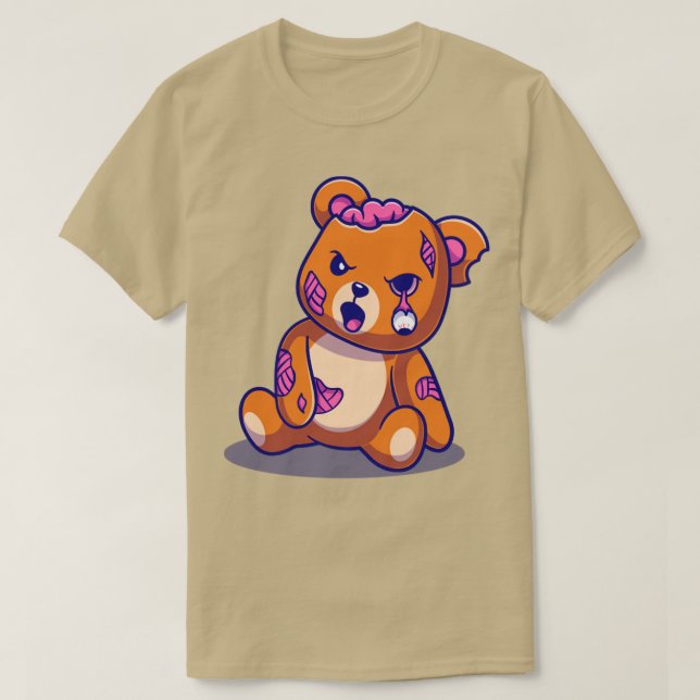 T-shirt Carton Zombie à l'ours mignon (Design devant)
