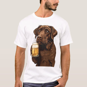 T-shirt Cartoon Chocolat Labrador tenant de la bière Mug