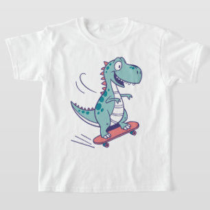T-shirt Cartoon cool T-Rex sur skateboard