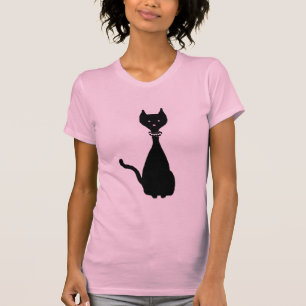 T-shirt Cartoon d'art en silhouette de chat noir