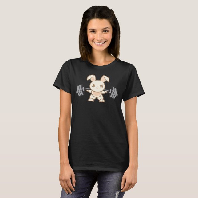 T-shirt Cartoon de lapin pour poids - Squat - Jour de la J (Devant entier)