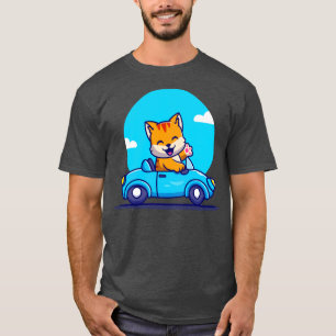 T-shirt Cartoon de voiture chat mignonne