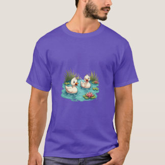 T-Shirt Cartoon Ducks Pond