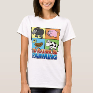 T-shirt Cartoon Farm Animals - Je préférerais être agricol
