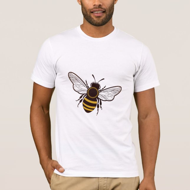 T-shirt Cartoon Honey Bee Flying (Devant)