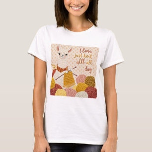 T-shirt Cartoon lama portant un foulard tricoté