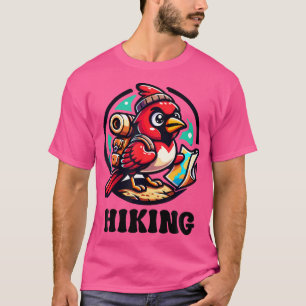 T-shirt Cartoon rouge cardinal Randonnée d'oiseaux aventur