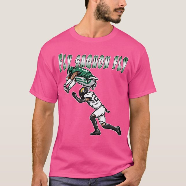 T-shirt Cartoon Saquon Barkley Backward Hurdle Eagles (Devant)